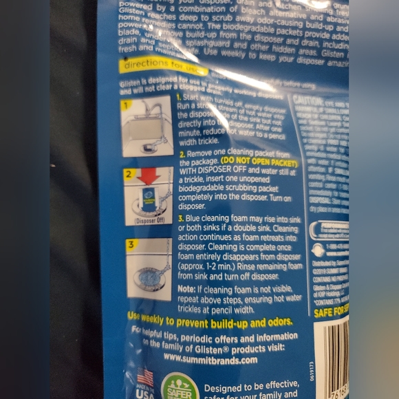 :4 pks of 4 Glisten Garbage disposer Disposal bleach Cleaner Foaming lemon scent - Picture 8 of 13